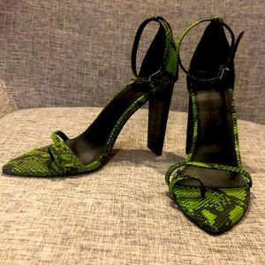 snake print heels.